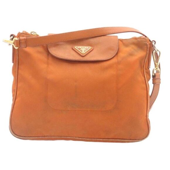 PRADA Shoulder Bag Nylon Leather Orange - Picture 13 of 15